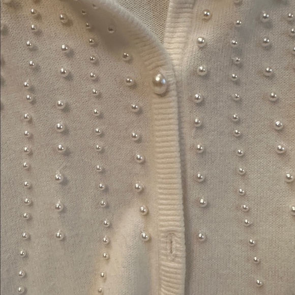 Dressbarn Women's White Cardigan with Pearl Details - Picture 3 of 4